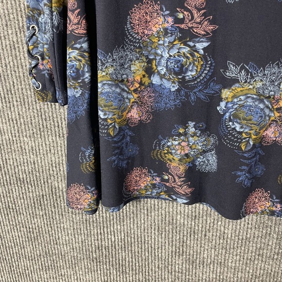 MUDD Dress Womens Small S Blue Floral AOP Long Sleeve BOHO Short Beach NEW NWT - Picture 5 of 13